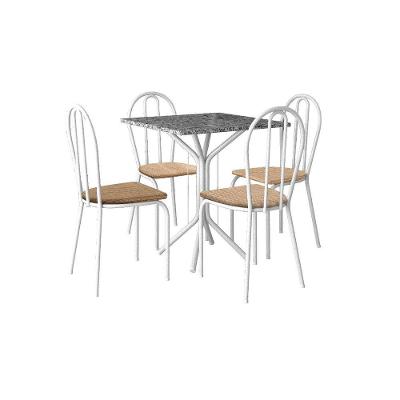 Conjunto Mesa Thais 4 Cadeiras 004 Base Branco Tampo Granito