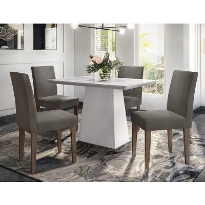 Mesa Jantar 1,20m 4 Cadeiras Off white Castanho Vl01