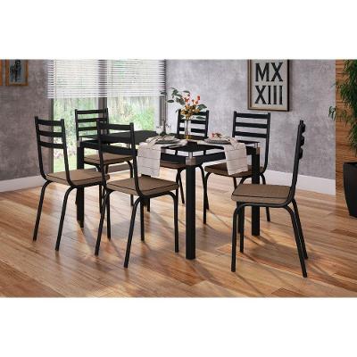 Conjunto De Mesa Malva 140Cm 6 Cadeiras 118 Tampo Em Vidro