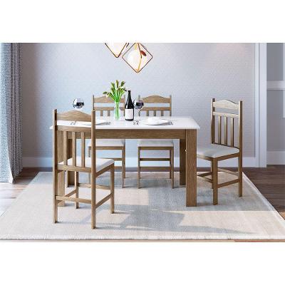 Conj Mesa de Jantar 4 Cadeiras c/ Assento Estofado