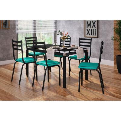 Conjunto De Mesa Malva 140Cm 6 Cadeiras 118 Tampo Em Vidro