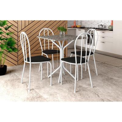 Conjunto Mesa Thais 4 Cadeiras 004 Base Branco Tampo Granito