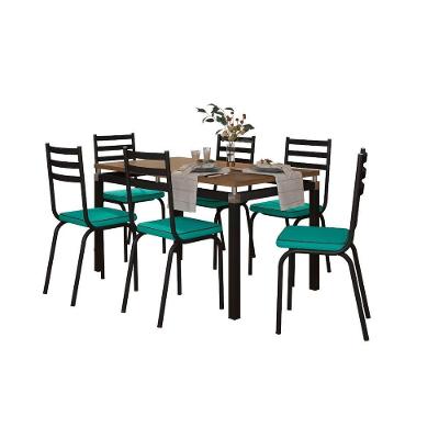 Conjunto De Mesa Malva 136Cm 6 Cadeiras 118 Tampo Em Madeira
