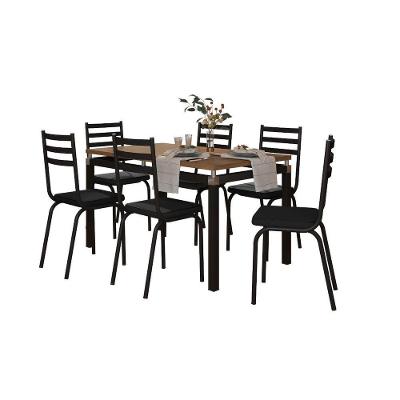 Conjunto De Mesa Malva 136Cm 6 Cadeiras 118 Tampo Em Madeira