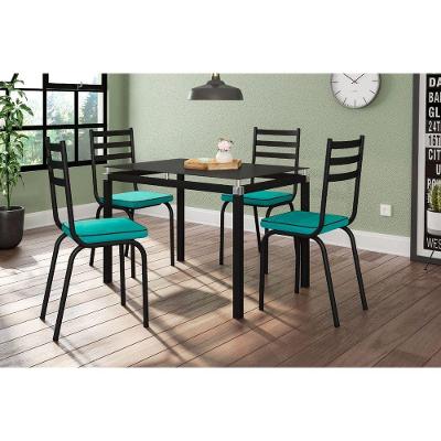 Conjunto De Mesa Malva 107Cm 4 Cadeiras 118 Tampo Em Vidro