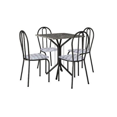 Conjunto Mesa Thais 4 Cadeiras 004 Base Preto Tampo Granito