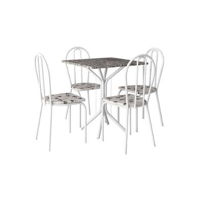 Conjunto Mesa Thais 4 Cadeiras 004 Base Branco Tampo Granito