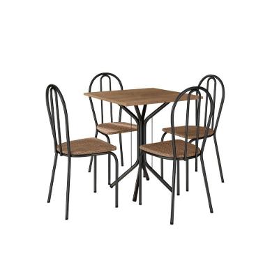 Conjunto Mesa Thais Com 4 Cadeiras 004 Tampo Em Madeira