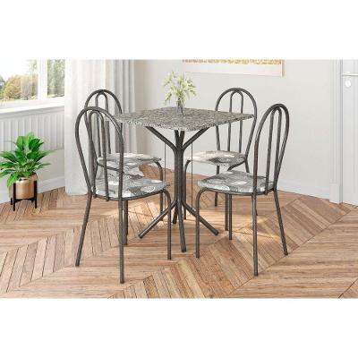 Conjunto Mesa Thais 4 Cadeiras 004 Base Preto Tampo Granito