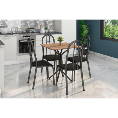 Conjunto Mesa Thais Com 4 Cadeiras 056 Tampo Em Madeira