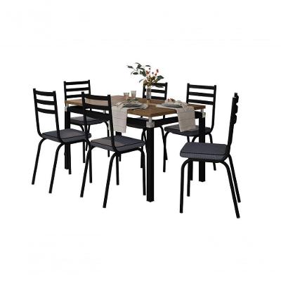 Conjunto De Mesa Malva 136Cm 6 Cadeiras 118 Tampo Em Madeira