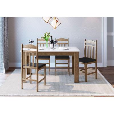 Conj Mesa de Jantar 4 Cadeiras Ameixa Negra / Preto