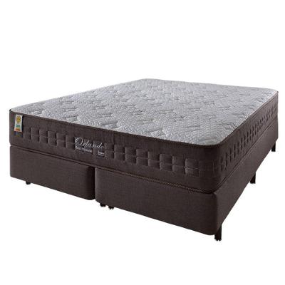 Cama Box King + Colchão Molas Ensacadas Orlando 193x203x67cm Marrom