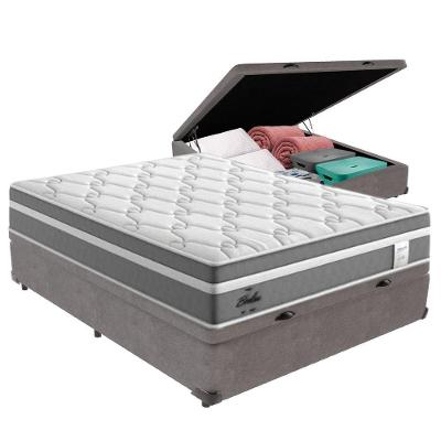 Cama Box Baú Casal E Colchão Molas Ensacadas Berlim Probel Cor:cinza