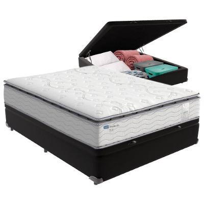 Cama Box Baú Casal E Colchão Molas Ensacadas Amsterdã Probel Cor:preto