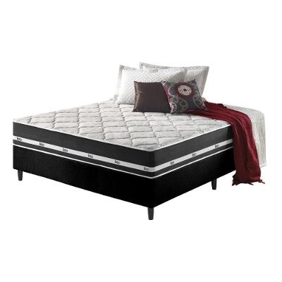Cama Box Casal Preto + Colchão Molas Ensacadas Los Angeles