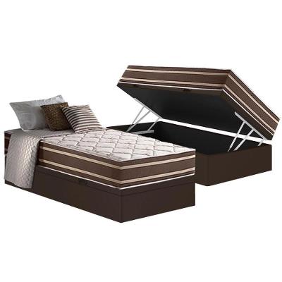 Conjunto Box Baú Solteiro: Colchão Molas Anjos Superlastic Duo Sono + Base CRC Courano Brown(88x188)