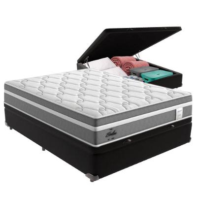 Cama Box Baú Casal E Colchão Molas Ensacadas Berlim Probel Cor:preto
