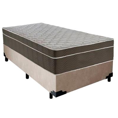 Cama Box Suede Solteiro + Colchão Sereneprime Molas Ensacadas 88x188x65 Cor:bege.