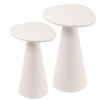 Conjunto De Duas Mesas Laterais Orgânica Laqueado Branco