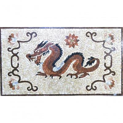 Piso Em Mosaico Dragão Chines Furioso Tamanho 130x190cm