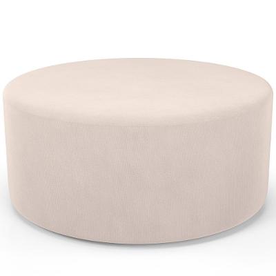 Puff Redondo Orgânico Para Living 90cm Lola W01 Suede Bege - Lyam Decor