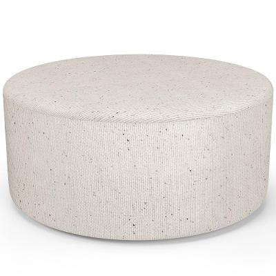 Puff Redondo Orgânico Para Living 90cm Lola W01 Linho Cru - Lyam Decor