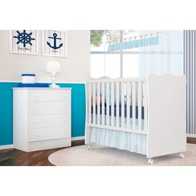Jogo Quarto Infantil Cômoda E Berço Simples Doce Sonho Branco - Qmovi