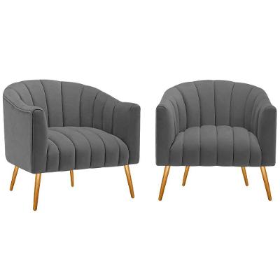 Kit 02 Poltronas Decorativas Senna Linho Cinza Escuro