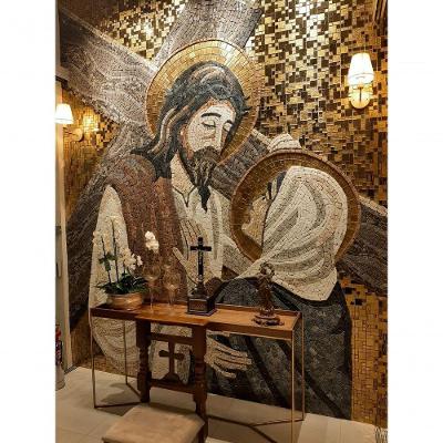 Mosaico Encontro De Jesus E Maria - Quarta Estação Da Via Sacra Tamanho 200x300cm