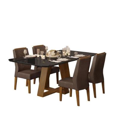 Sala De Jantar Mesa Flora Freijó/Preto 4 Cad Lis Freijó/Moca