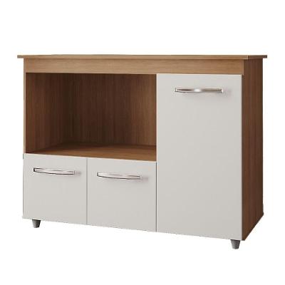 Balcão Multiuso Para Cozinha Liza 3 Portas Cor:savana Off White