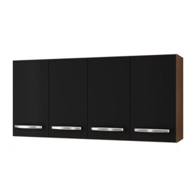 Armário Aéreo Mara 118 Cm 4 Portas Cor:savana Preto