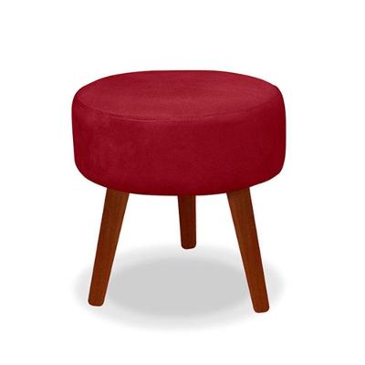 Puff Redondo Decorativo Danny Vermelho Pés Palito