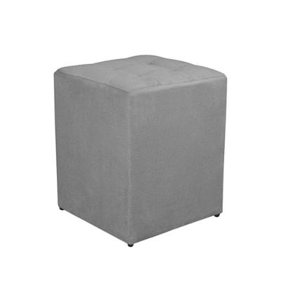 Puff Quadrado Decorativo Suede Cinza