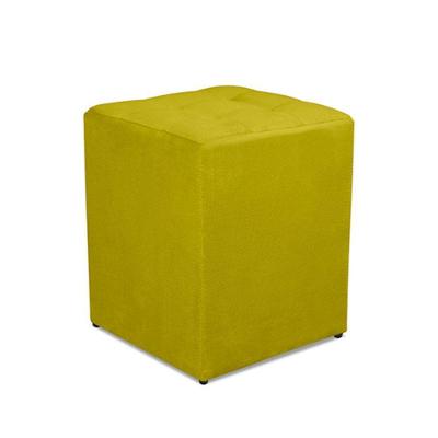 Puff Quadrado Decorativo Suede Amarelo