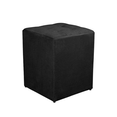 Puff Quadrado Decorativo Suede Preto