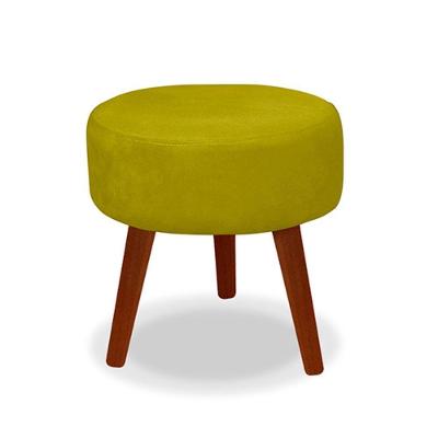 Puff Redondo Decorativo Danny Amarelo Pés Palito