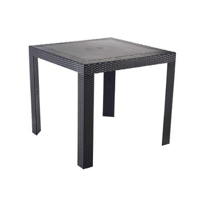 Mesa De Jantar Quadrada Ibiza 80 Cm (largura) Em Polipropileno Preto Com Tramas Simulando Rattan