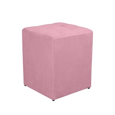 Puff Quadrado Decorativo Suede Rosa Bebe