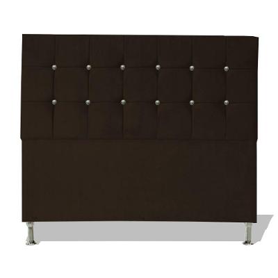 Cabeceira De Cama Box Cristal Queen 160 Cm Botão Strass Suede Marrom Eli Móveis