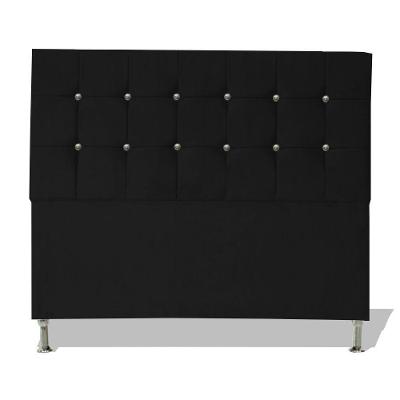 Cabeceira De Cama Box Cristal Casal 140 Cm Botão Strass Suede Preto Eli Móveis