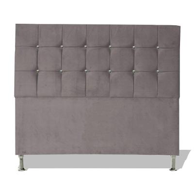 Cabeceira De Cama Box Cristal Casal 140 Cm Botão Strass Suede Prata Eli Móveis