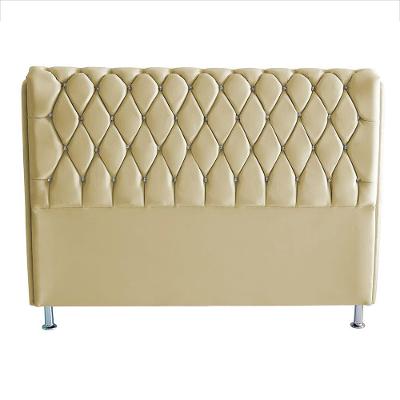 Cabeceira De Cama Box Jully Queen 160 Cm Botão Strass Suede Bege Eli Móveis