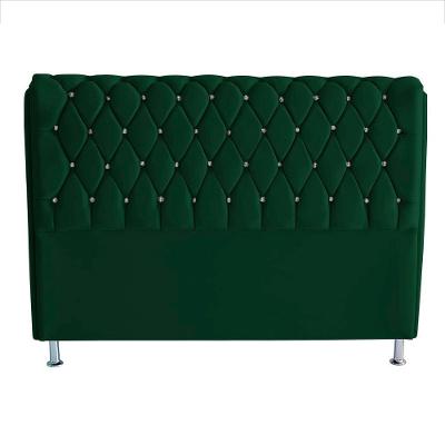 Cabeceira De Cama Box Jully Casal 140 Cm Botão Strass Suede Verde Eli Móveis