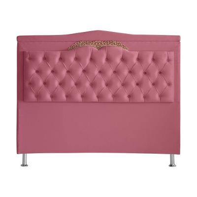Cabeceira De Cama Box Helena Queen 160 Cm Capitonê Retro Botão Encapados Suede Rosa Bebê Eli Móveis
