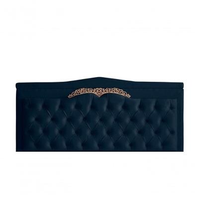 Cabeceira De Cama Box Painel Helena King 195 Cm Retro Capitonê Botão Encapados Suede Azul Marinho Eli Móveis
