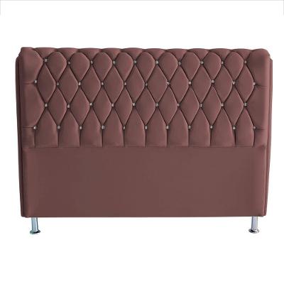 Cabeceira De Cama Box Jully Queen 160 Cm Botão Strass Suede Rosê Eli Móveis