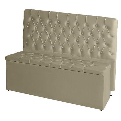 Kit Cabeceira De Cama Box E Calçadeira Baú Paris Casal 140 Cm Capitonê Suede Bege Eli Móveis