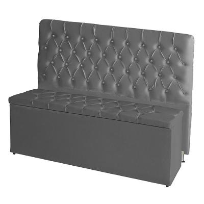 Kit Cabeceira De Cama Box E Calçadeira Baú Paris Casal 140 Cm Capitonê Suede Grafite Eli Móveis